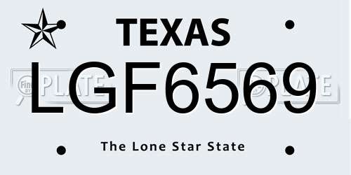 LGF6569 Texas License Plate