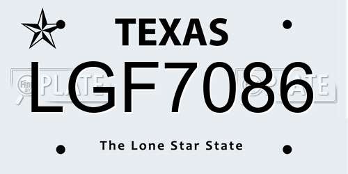 LGF7086 Texas License Plate