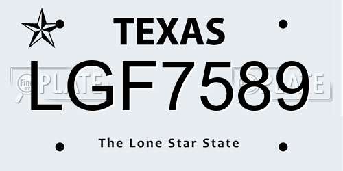 LGF7589 Texas License Plate