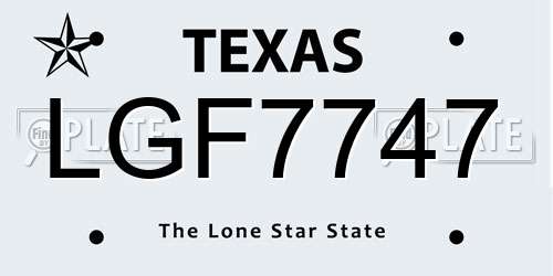 LGF7747 Texas License Plate