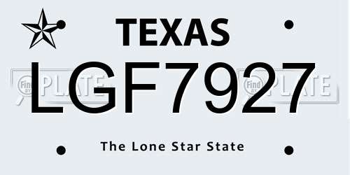LGF7927 Texas License Plate