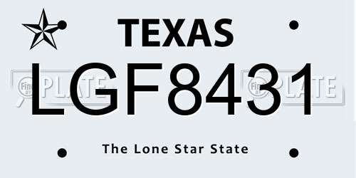 LGF8431 Texas License Plate