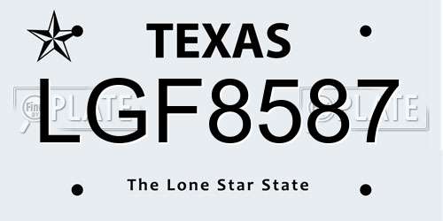 LGF8587 Texas License Plate
