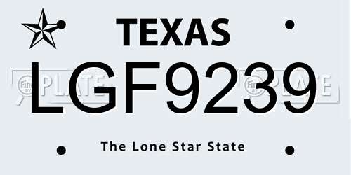 LGF9239 Texas License Plate