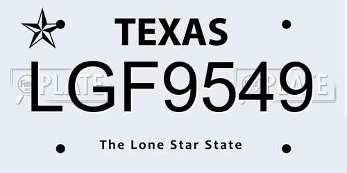 LGF9549 Texas License Plate