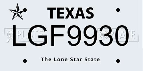 LGF9930 Texas License Plate