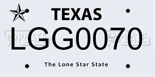 LGG0070 Texas License Plate