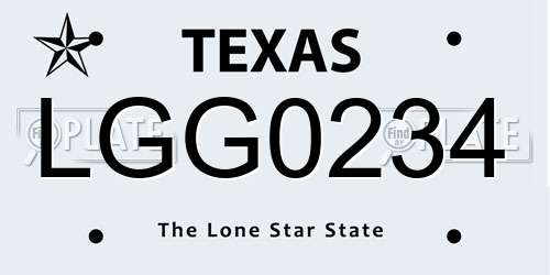 LGG0234 Texas License Plate