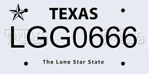 LGG0666 Texas License Plate