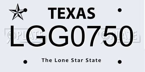 LGG0750 Texas License Plate