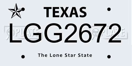 LGG2672 Texas License Plate