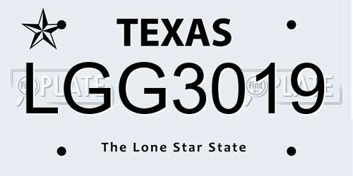 LGG3019 Texas License Plate