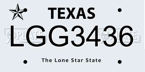 LGG3436 Texas License Plate