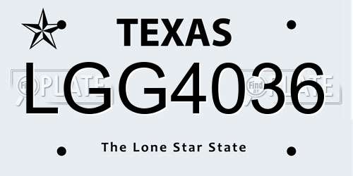 LGG4036 Texas License Plate