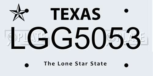 LGG5053 Texas License Plate