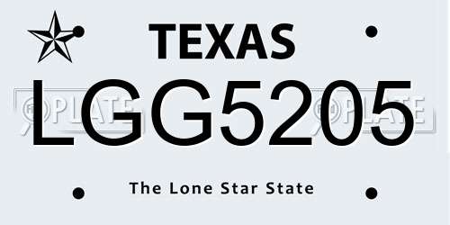 LGG5205 Texas License Plate