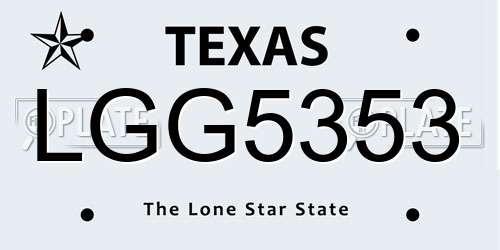LGG5353 Texas License Plate