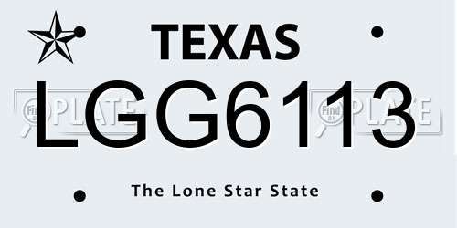 LGG6113 Texas License Plate