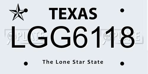 LGG6118 Texas License Plate