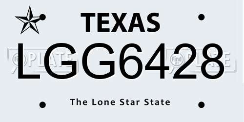 LGG6428 Texas License Plate