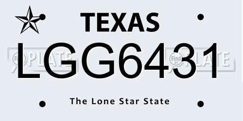 LGG6431 Texas License Plate