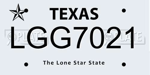LGG7021 Texas License Plate