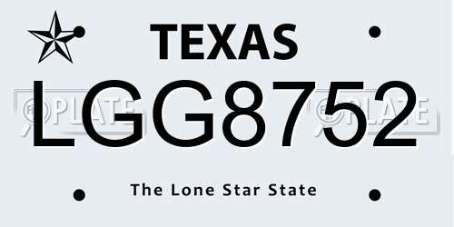 LGG8752 Texas License Plate