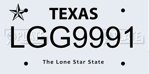 LGG9991 Texas License Plate