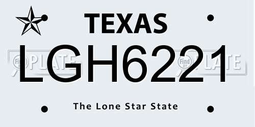 LGH6221 Texas License Plate