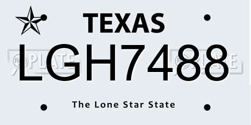 LGH7488 Texas License Plate