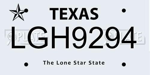 LGH9294 Texas License Plate