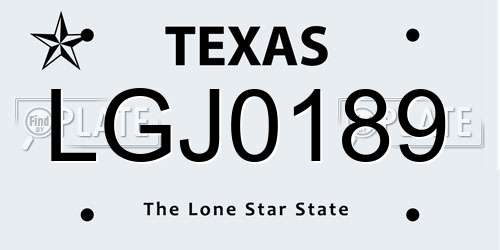 LGJ0189 Texas License Plate