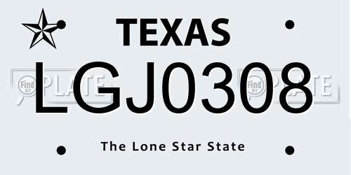 LGJ0308 Texas License Plate