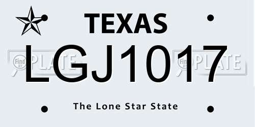 LGJ1017 Texas License Plate