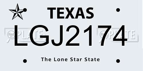 LGJ2174 Texas License Plate
