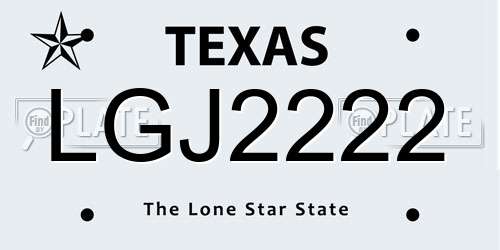 LGJ2222 Texas License Plate