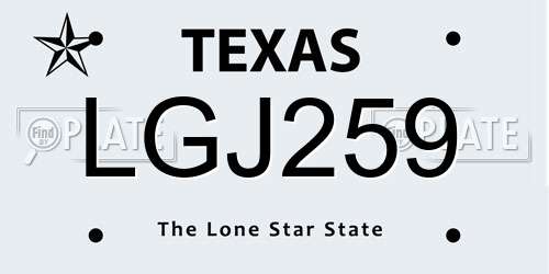LGJ259 Texas License Plate