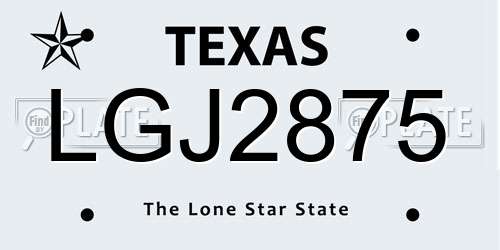 LGJ2875 Texas License Plate
