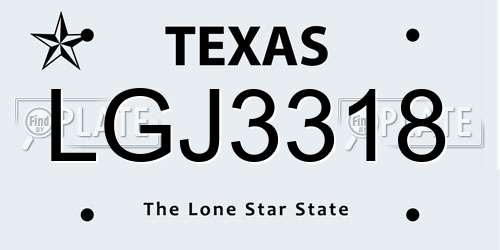 LGJ3318 Texas License Plate