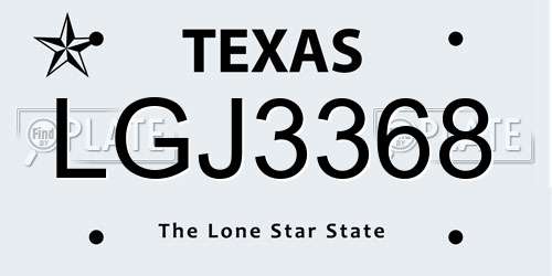 LGJ3368 Texas License Plate