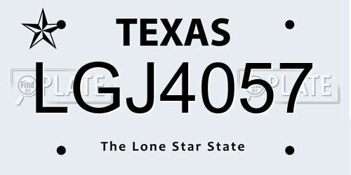 LGJ4057 Texas License Plate