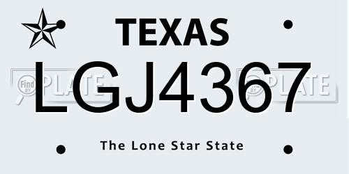 LGJ4367 Texas License Plate