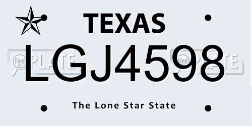 LGJ4598 Texas License Plate