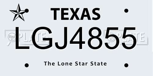 LGJ4855 Texas License Plate