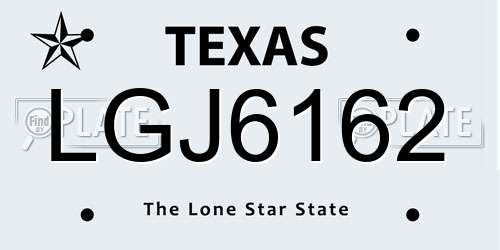 LGJ6162 Texas License Plate