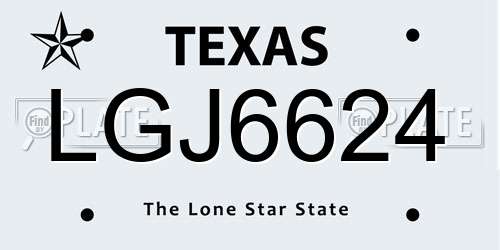 LGJ6624 Texas License Plate