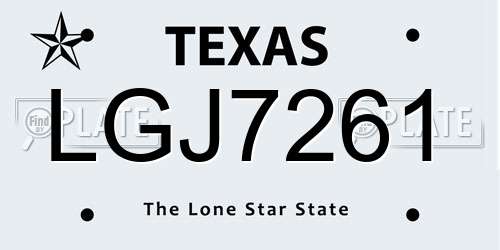 LGJ7261 Texas License Plate