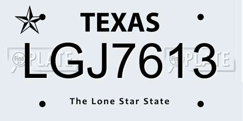 LGJ7613 Texas License Plate