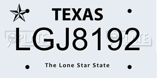 LGJ8192 Texas License Plate