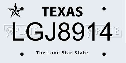LGJ8914 Texas License Plate